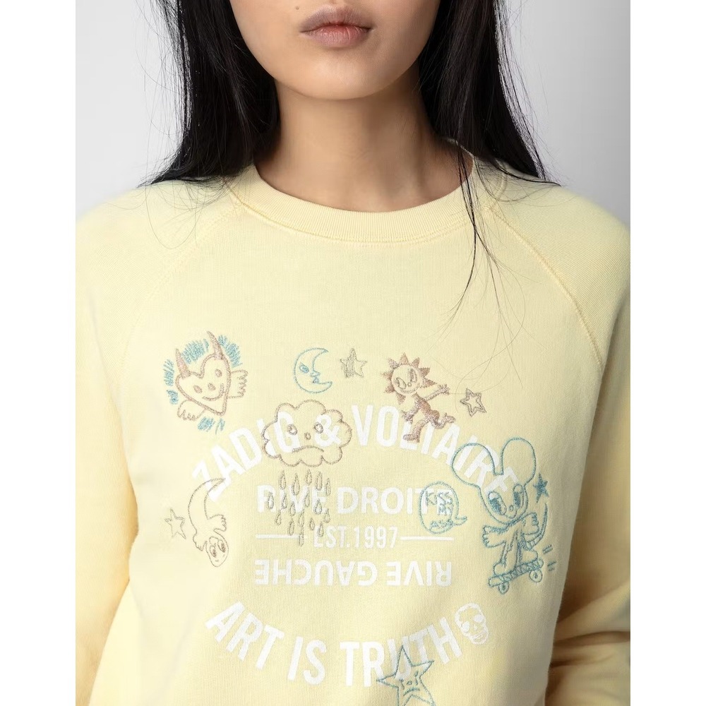 Zadig & Voltaire Sweatshirt Crewneck Art Is Truth Butter Yellow Graphic Raglan
